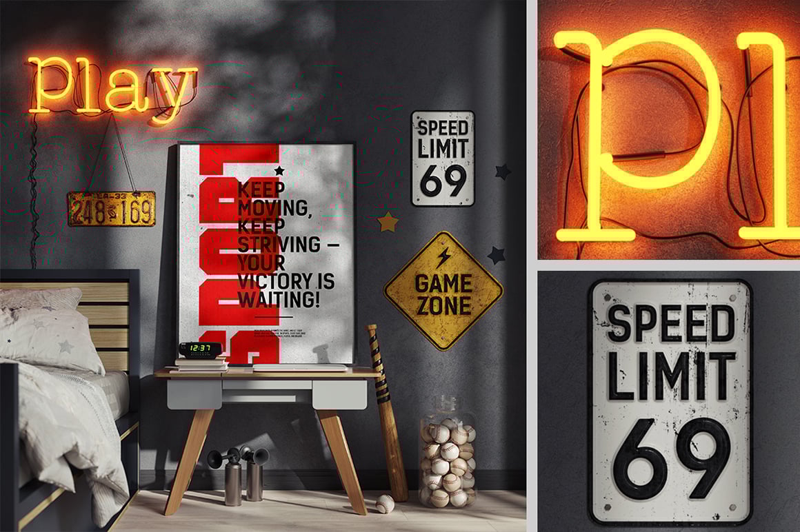 Poster in a Teenager&#039;s Room Mockup