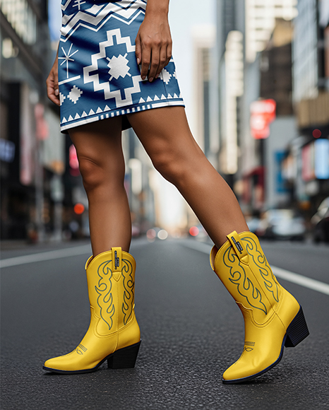 Cowboy Boots on Women's Legs Mockup - Shoe mockups