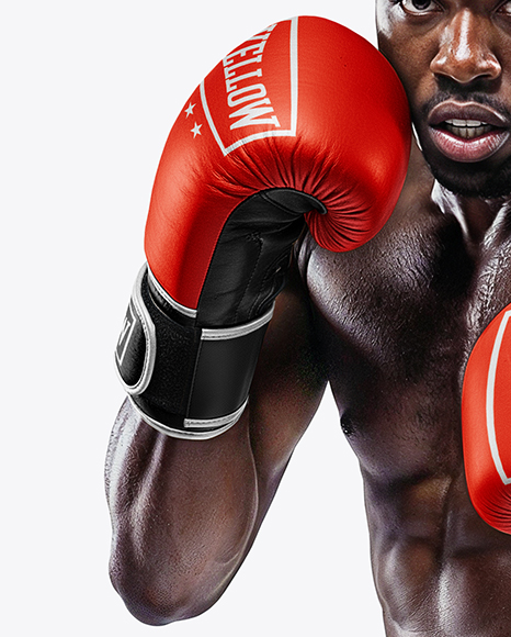 Black Man Wearing Boxing Kit Mockup