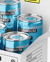 Box W/ Glossy Metallic Cans Mockup