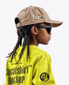 Black Boy with Braids Wearing Sweatshirt and Baseball Cap Mockup