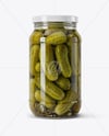 Glass Jar with Wholes Dill Pickles Mockup