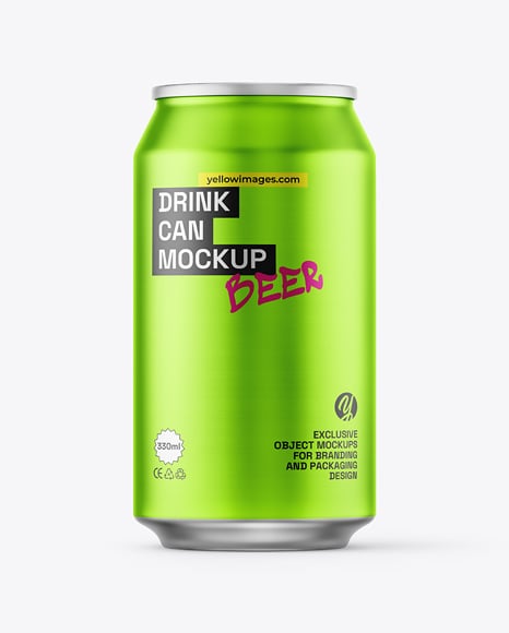 330ml Matte Metallic Drink Can Mockup