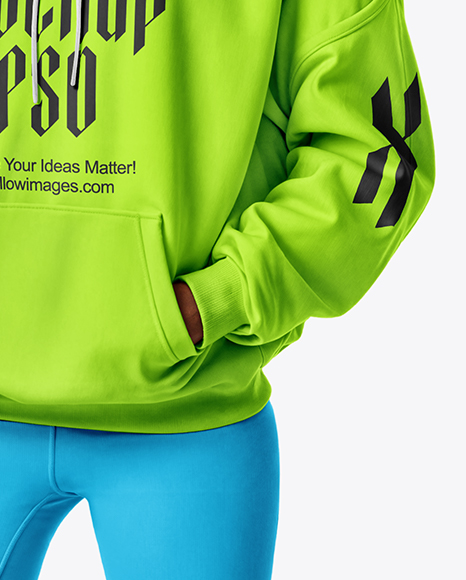 Afro-American Woman Wearing Hoodie and Cycling Shorts Mockup
