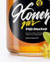 Clear Glass Jar with Linden Honey Mockup
