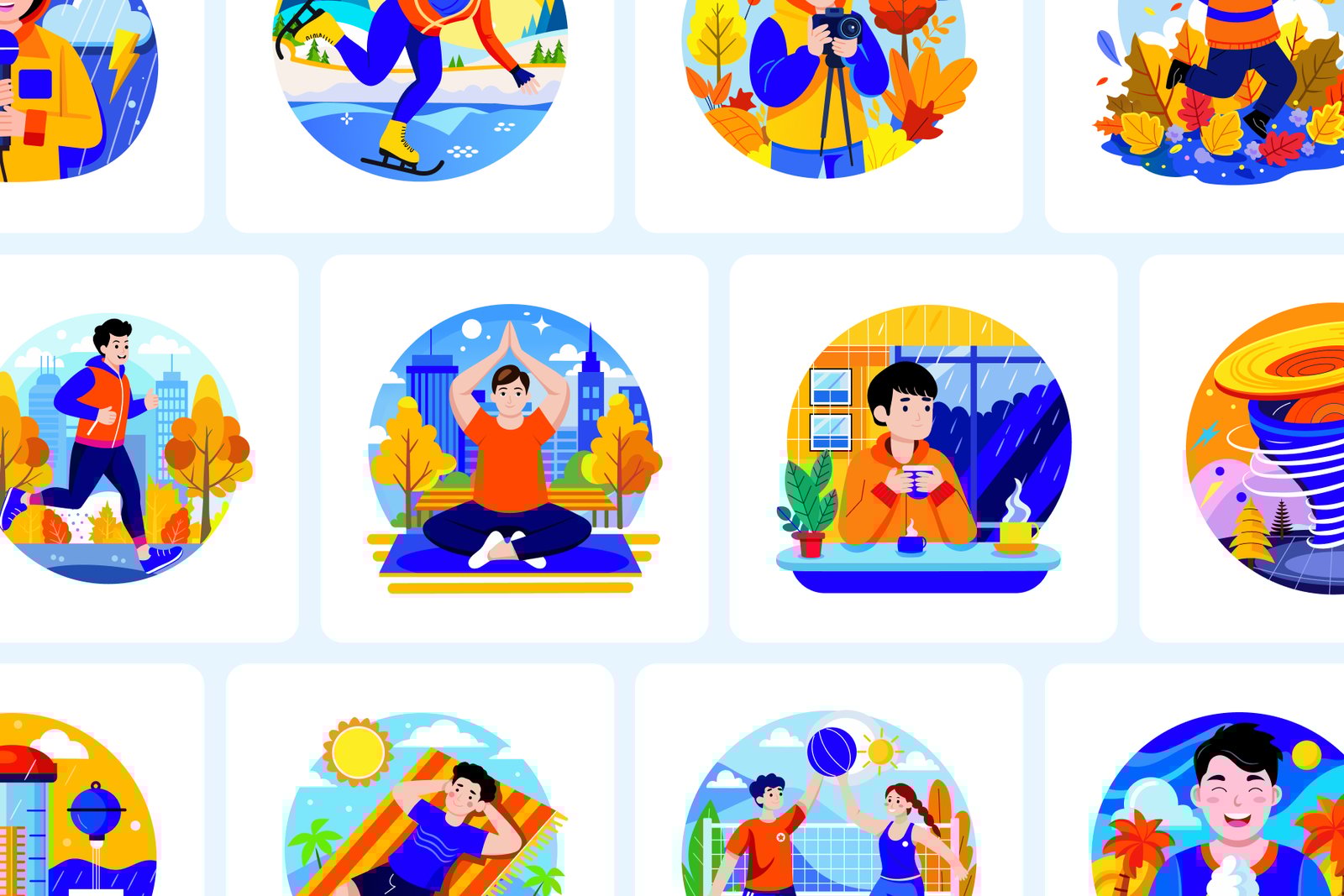 Winter and Seasons Illustrations Set