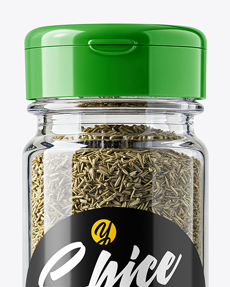 Glass Spice Jar with Dried Thyme Mockup