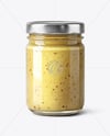 Clear Glass Jar with Dijon Mustard Mockup