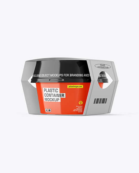 Glossy Plastic Container With Label Mockup