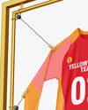 Training Long Sleeve Jersey Hanging on a Hooked Frame Mockup