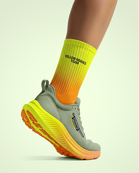 Running Shoe on Women's Leg Mockup
