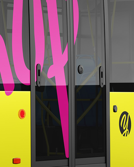 City Bus Mockup - Back Half Side View