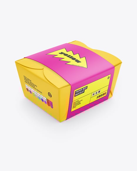 Paper Food Box in Sleeve Mockup