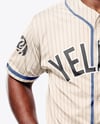 Black Man Wearing a Full Baseball Kit with Bat Mockup