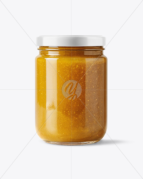 Glass Jar with Yellow Fig Jam Mockup
