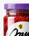 Clear Glass Jar with Mixed Fruits Jam Mockup