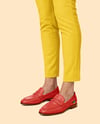 Pair of Leather Loafers on Woman's Legs Mockup