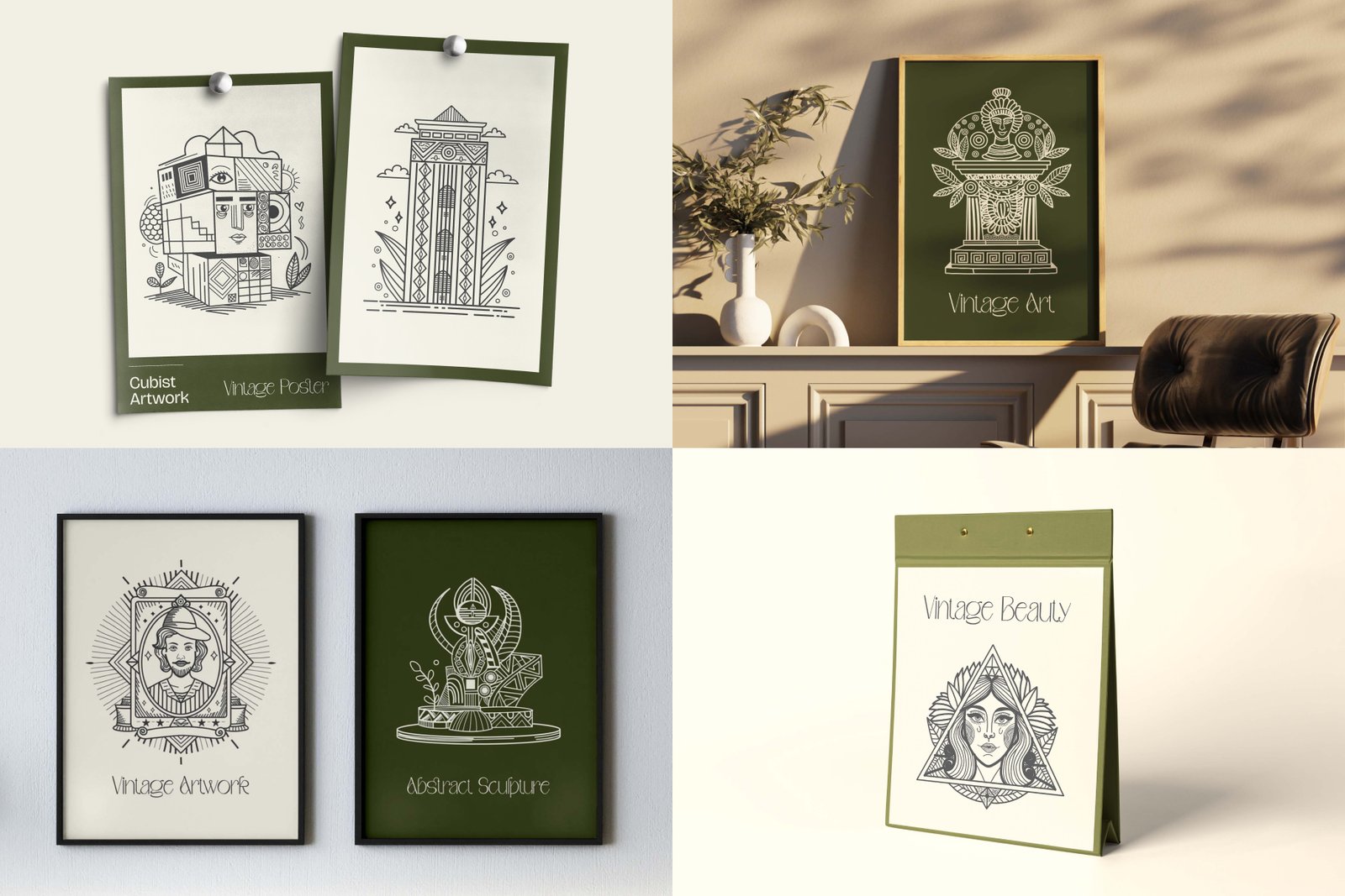 Vintage Hotel Illustration Set