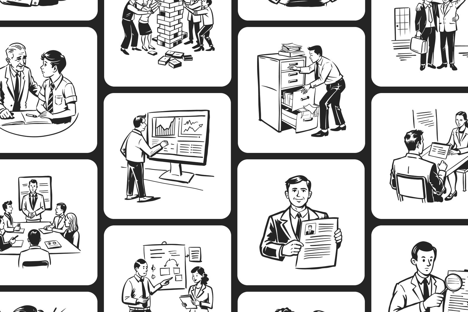 Business Drawing Illustration Set