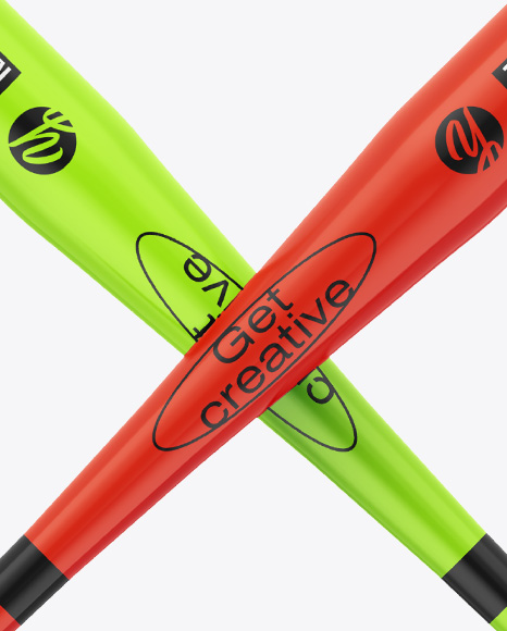 Two Glossy Baseball Bats Mockup