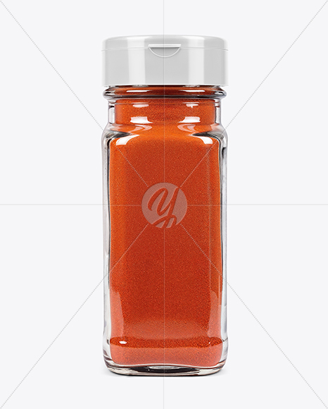 Square Glass Jar with Sweet Paprika Mockup