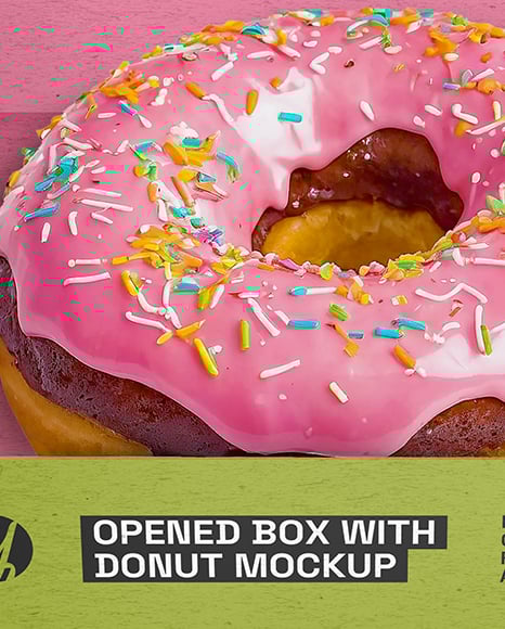 Opened Kraft Box w/ Donut Mockup