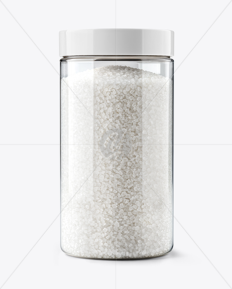 Plastic Jar with Coarse Sea Salt Mockup