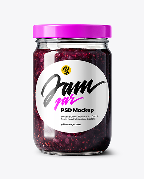 Clear Glass Jar with Black Grape Jam Mockup - Black sweater mockup