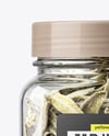 Square Plastic Jar with Sage Herb Mockup