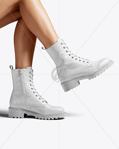 Combat Boots on Women's Legs Mockup