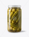 Glass Jar with Pickled Okra Mockup
