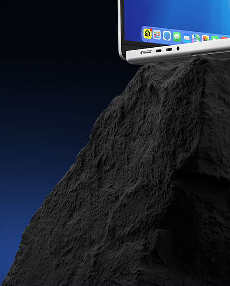 Laptop on the Stone Mockup