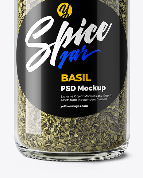 Glass Spice Jar with Dried Basil Mockup
