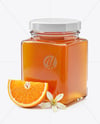 Square Glass Jar with Orange Blossom Honey Mockup