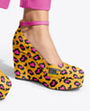 Woman Wearing Pants and Wedge Heels Mockup