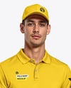 Young Man Wearing Polo Shirt and Baseball Cap Mockup