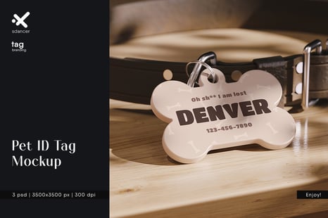 Pet ID Tag Mockup - Stationery Mockups