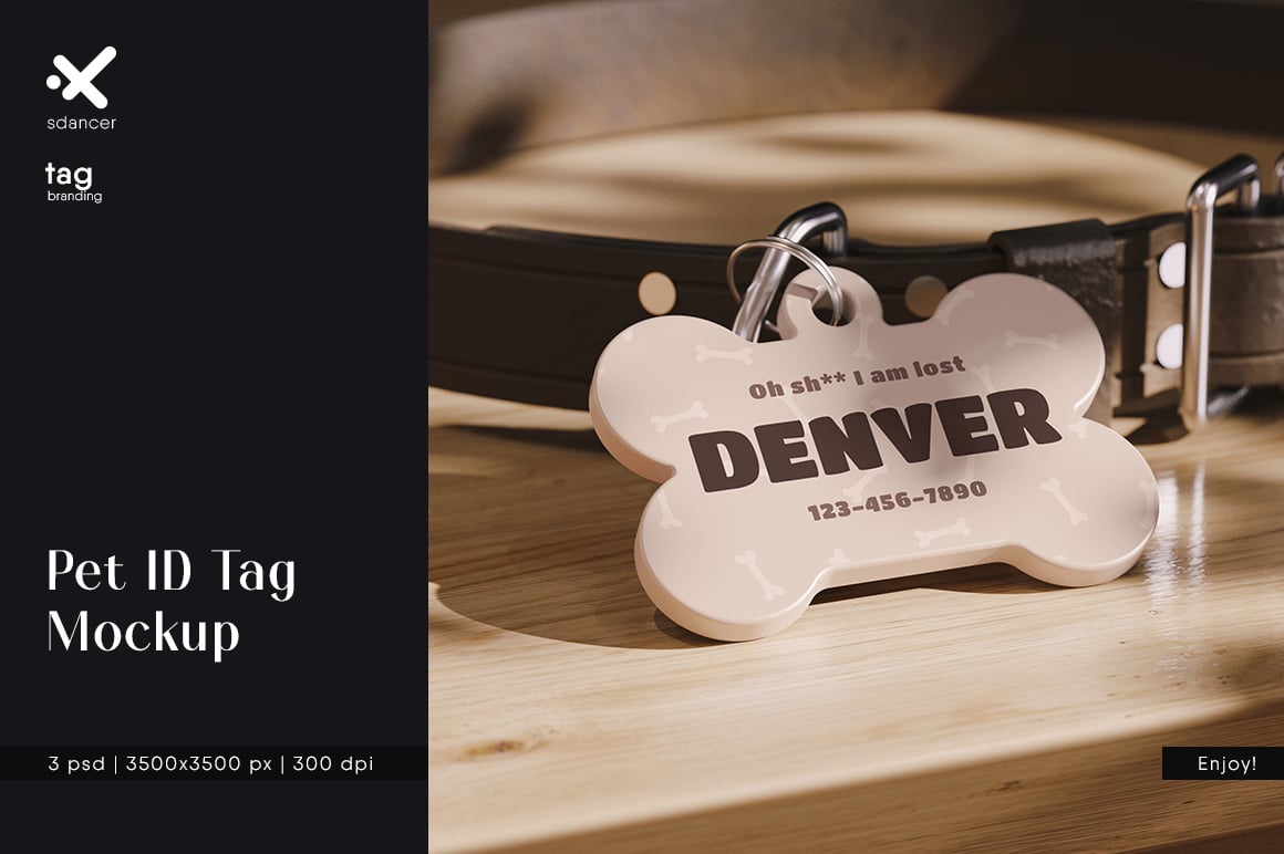Pet ID Tag Mockup