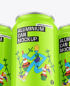 Three Glossy Cans Mockup