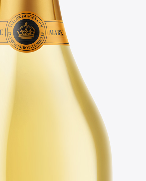 Clear Glass White Champagne Bottle Mockup