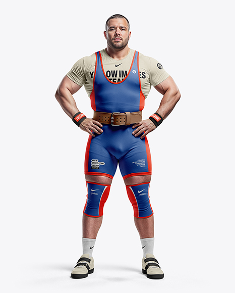 Man Wearing Weightlifing Suit Mockup