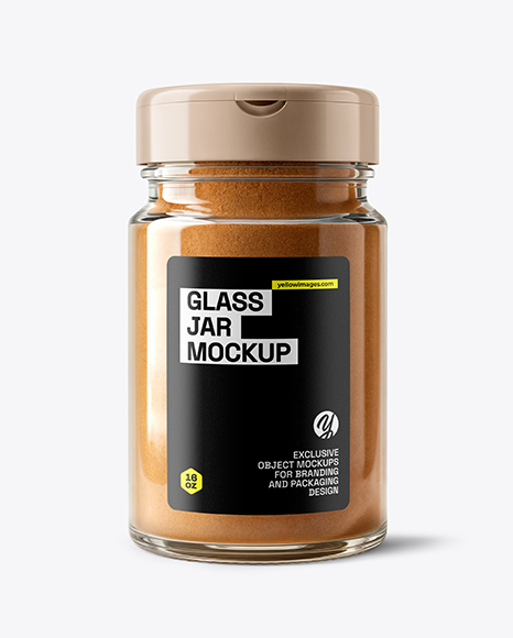 Glass Jar with Cinnamon Powder Mockup - Realistic mockups