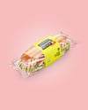 Clear Plastic Flow-Pack with Sandwich in Paper Sleeve Mockup