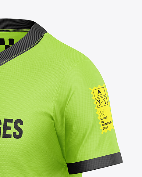 Kids V-Neck Jersey Mockup - Half Side View