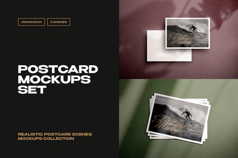 Realistic Postcard Mockup Scenes - Stationery Mockups