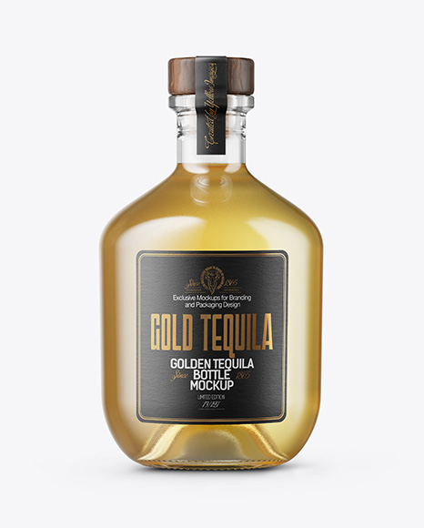 Golden Tequila Bottle Mockup - Glass bottle mockup