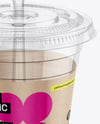 Clear Plastic Dessert Cup with Fork Mockup