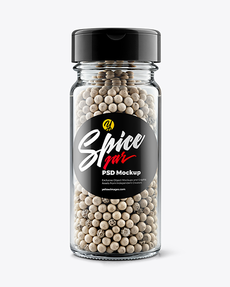 Spice Jar with Whole White Pepper Mockup - Mockups