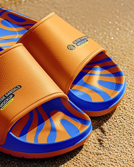 Slide Sandals on the Beach Mockup
