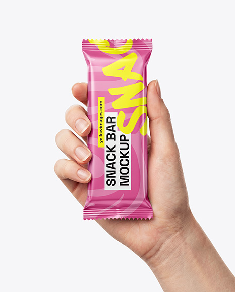 Matte Snack Bar in a Hand Mockup